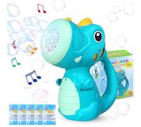 Dinosaur Bubble Machine,Dino Bubble Wand for Kids, Musical & Light Up Fun Bubble Gun Blower,Cool Outdoor Dinosaur Toys for Kid, Birthday Gifts,Blue
