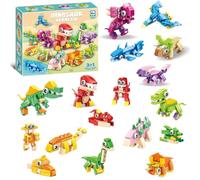 Dinosaur Building Block, 12 PCS 3 in 1 Mini Dinosaur Building Blocks Animal Set DIY Micro 3D Building Toy Particle Puzzle Building Toys Gifts for Boys Girls Age 8 9 10 11 12 13 14+ Teens Adults