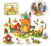 Dinosaur Building Blocks Party Favors for Kids, 12 Packs Mini Animals Building Blocks Toy, 3 in 1 Dinosaurs Toys That Change from Robot to Animal to Vehicle, Creative Gift (Rabbit Farm)