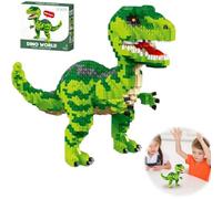 Dinosaur Building Blocks Toy: 1457PCS T-Rex & Velociraptor Model Set, STEM Educational Micro Mini Blocks for Kids Ages 6+, Teens and Adults, Gift Idea for Birthday
