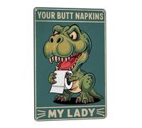 Dinosaur Butt Napkins Metal Signs Wall Plaque Novelty Wall Decor For Garden Pub Office 20X30cm