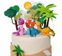 Dinosaur Cake Decorations 14 PCS 3D Dinosaur Cake Topper for Baby Shower Boys Girls Forest Animals Theme Birthday Party Decor with Happy Birthday Sign Colourful
