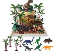 Dinosaur Cake Toppers Graplan 10 Pcs Dinosaur Cake Decorations 6 Mini Dinosaur Figures 4 Palm Trees Model 3D Dinosaur Cake Topper for Dinosaur Theme Kid Birthday Party Supplies