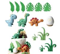 Dinosaur Cake Toppers Set 15Pcs Jungle Theme Birthday Dinosaur Cake Decorations with Dinosaurs Plants Volcano Dino Eggs for Kids Boys Girls Birthday Party Baby Shower
