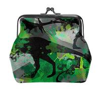 Dinosaur Camo Green Women’s PU Leather Coin Wallets Girls Mini Buckle Coin Purse Pouch