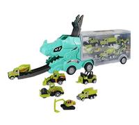 Dinosaur Car Carrier Truck - 6 Vehicle Jurassic Transporter Toy, Jurassic Dinos Hauling Vehicle Playset | Playset Hauler Storage Organizer, Interactive Launcher Deformation Pretend Play for Boys Girls