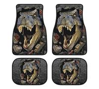 Dinosaur Car Floor Mats Set of 4,3D Dinosaur T-rex Vehicle Front Rear Carpets Mat Amazing Wildlife Animal Car Floor Carpets Rugs Non-Slip Auto Foot Mats Car Accessories Universal Fit for Car SUV Truck