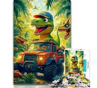 Dinosaur Car Jigsaw Puzzles for Teenagers 1000 Pieces,Challenging Game Gifts for Is Ideal As A Gift for The Whole Family (38x26cm)