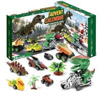 Dinosaur Cars Advent Calendar 2026 Kids Boys Pull Back Dino Monster Truck | 24 Days Christmas Countdown Surprise Box with Dinosaur Vehicles, Palm Tree & Rock Scenery Accessories