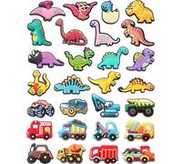 Dinosaur & Cars Croc Charms for Boys,24PCS Dino & Truck Shoe Decoration Pins for Clog, Cute Shoe Accessories for Kids,Boys,Girls Party Favor Gifts
