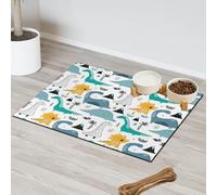 Dinosaur Cartoon Pet Feeding Mat for Cat Dog Water Bowl Food Mats Cute Dinosaur Pet Feeding Mats Absorbent Nti-Slip Contain Spills Protects Floors Placemat 60.9 x 81.2 cm