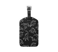 Dinosaur Chalk Jurassic Cartoon Leather Luggage Baggage Suitcase Tag ID Label(3Pcs)