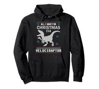 Dinosaur Christmas All I Want Is a Velociraptor Ugly Xmas Pullover Hoodie