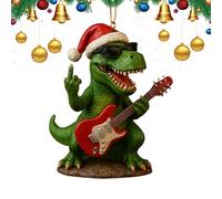 Dinosaur Christmas Ornament - Resin Rock T Rex Decor, Holiday Pendant, Fun Festival Decoration, Top Seasonal Ornament, Tree Themed Accessories for Living Room Bedroom Office Garden Front