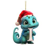 Dinosaur Christmas Ornaments, Christmas 26 Letter Dinosaur Pendant, Dinosaur Hanging Ornament, Christmas Tree Ornaments Dinosaur, Personalised Dinosaur Xmas Tree Decorations, Funny Christmas Decor (I)