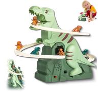 Dinosaur Climbing Slide Music Toy, Electric Dinosaur Climbing Stairs Toy, Electric Race Track Game Fun Slide Roller Coaster Toys, Double pulley design with Light and Music (1PCS)