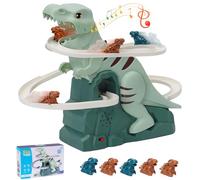 Dinosaur Climbing Stairs Toy Orbit Chasing Race Track Game Set Slide Climb Stairs Toys Roller Coaster Toy with Music Light Educational Puzzle Playsets Gift for Toddler Kids Boys Girls Age 3+