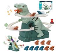 Dinosaur Climbing Stairs Toy Upgrated Large Size Orbit Chasing Race Track Game Slide Climb Stair Toys Roller Coaster Toy with Music Light Educational Puzzle Playsets Gift for Toddler Kids Boys Girls