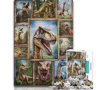 Dinosaur Collage Adult Jigsaw Puzzles 1000 Pieces,Family Game Stress Reliever Difficult Challenge Artists Collection,Fine Art (50x75cm)