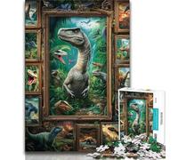 Dinosaur Collage JigsawPuzzle 1000 Pieces for Adults,Learning Educational Toys Family Games with Matching Poster And Trivia Sheet 38x26cm