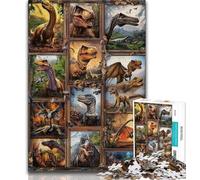 Dinosaur Collage Puzzles for Adults Teens 1000 Pieces,Learning Educational Toys Family Games with Matching Poster And Trivia Sheet (38x26cm)