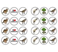 Dinosaur Collection 24 x Cupcake / Cake Toppers Choice of Wafer Paper or Icing (1.5" Uncut Icing Toppers x 24)