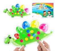 Dinosaur Color Sorting Game Counting Super Soft Squeeze Sensory Toy for Toddlers Montessori Educational Game Color Recognition Fine Motor Skills Training Travel Anti-Stress Toy for Ages 3 and Up