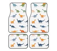 Dinosaur Colorful Car Mats 4 Pieces Cartoon Dino Universal Floor Car Mats Non-Slip Vehicle Carpet for SUV Van Truck Sedan