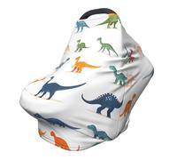 Dinosaur Colorful Nursing Cover 360° Full Coverage Cartoon Dino Stretch Scarf for Breastfeeding and Car Seat Cover Fit for Most Pushchairs and Prams