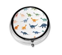 Dinosaur Colorful Small Pill Box 3 Compartment Portable Pill Box for Purse Pocket Cartoon Dino Mini Medicine Organiser for Daily Vitamin Fish Oil Storage