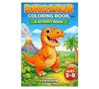 Dinosaur Coloring Book for Kids: Fun Activity Book with 20 Dinosaurs, Alphabet Learning, and Easy Games • Ages 5-8