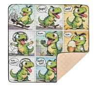 Dinosaur Comic Strip Scenes Large Stylish Baby Play Mat for Floor Waterproof Padded Baby Mat for Babies Infants Toddlers, 50'' x 50''