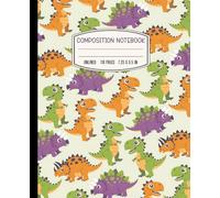 Dinosaur Composition Notebook: Cute Dino Unlined Journal without Lines For Girls, Boys, Teens, Kids and Students