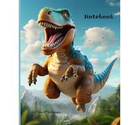 Dinosaur Composition Notebook: The cover is a notebook that children can study hard, just like the lively image of a dinosaur flying in the sky above a forest. It is suitable for young boys and girls.