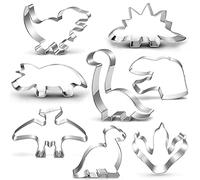 Dinosaur Cookie Cutter Set 8 Pieces Trex, Brontosaurus, Spinosaurus, Brachiosaurus, Triceratops, Dinosaur Head Footprint, Dinosaur Cookie Cutter for Kids Dino Party