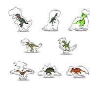 Dinosaur Cookie Cutter Set, 8 Pieces - Tyrannosaurus Rex, Pterosaur, Triceratops, Velociraptor, Stegosaurus, Spinosaurus, Brachiosaurus for DIY Fondant Dough, Sugar Pastries and Cake Decorations