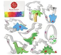 Dinosaur Cookie Cutters 7-Pc. Set Made in the USA by Ann Clark, T-Rex, Brontosaurus, Stegosaurus, Dino Foot, Egg and More