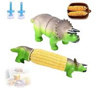 Dinosaur Corn Cob Holders, 2025 New Dino Corn on The Cob Holders Funny, Reusable and Easy to Clean with Dinosaur Handles Designs for BBQs, with 2 Oil Brush, Parties & Family Meals