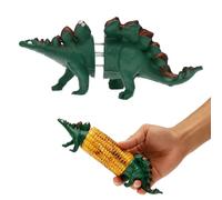 Dinosaur Corn Holders Corn on the Cob Forks Reusable PLA Dino Corns Cob Skewers Multipurpose Barbecue Twin Pin with Stainless Steel Prong Novelty BBQ Accessories for Picnic Camping Parties