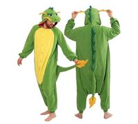 Dinosaur Costume Adult Green, Toothless Dragon Onesie Adults, Adult Onesies for Men and Women Animal, Jumpsuit with Hooded, Dragon Costumes Carnival, Sleepsuits Cute Bodysuit Dress Up Outfit (XL)
