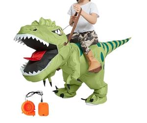 Dinosaur Costume Kids, Blow Up Outfit, Dinosaur Suit with Mounted Design, Halloween Costume with Inflatable Material, Kids Dress Up, for Party Stage Performance Cosplay Convention School Theme Park