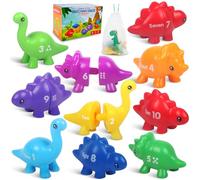 Dinosaur Counting & Matching Game, Montessori Math Learning Toy for Toddlers Ages 1-5, Fine Motor Skills Development Activity with 10 Number Pieces