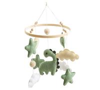 Dinosaur Crib Mobile - Green Plush Bell Set, Cute Hanging Figures, Gentle Sleep Soother | Nursery Bed Decor Sensory Present for Girls Kids Dream Comfort Nighttime Calm Rest Ease