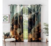 Dinosaur Curtains for Boys Bedroom - Dinosaur Curtains - 3D T-Rex Dino Animal Blackout Curtains 46 x 54 Inch (Width x Drop) 2 Panels, Jurassic Eyelet Curtains & Drapes