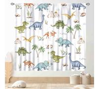 Dinosaur Curtains for Boys Room, Cartoon Dino Funny Cute Dinosaur Safari Animals Colorful Window Treatments Drapery for Kids Girls Baby Bedroom Living Room Nursery Bathroom 2 Panels, 42"x63" Inch