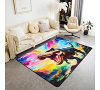 Dinosaur Decor Carpet Area Rug 100*150cm Jungle Dino Bedding Set for Boys Girls Decor 3D Dino Print Living Room Rugs for Bedroom Breathable Soft Microfiber Wild Animal Indoor Floor Mat Bedroom Decor