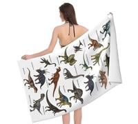 Dinosaur Dino Beach Towel, Dino Pattern Thin Lightweight Bath Towels, Quick Dry Absorbent Microfiber Swim Yoga Pool Beach Accessories, (Stegosaurus, Dimetrodon, Velociraptor) - 30x60 Inch/ 77X153cm