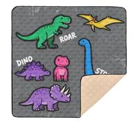 “Dinosaur Dino Stomp” Dinosaurs Assortment Large Sturdy Baby Playmat for Indoor Outdoor Non-Toxic Newborns Kicking Mat for Baby Kids Toddlers Infants, 50'' x 50''