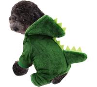 Dinosaur Dog Costume, Plush Green Hooded Pet Outfit with Spikes