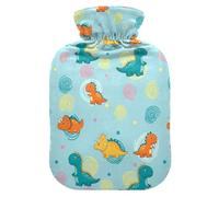 Dinosaur Dots Blue Hot Water Bottle with Cover for Pain Relief Hand Feet Warmer for Pregnant Women, 2L